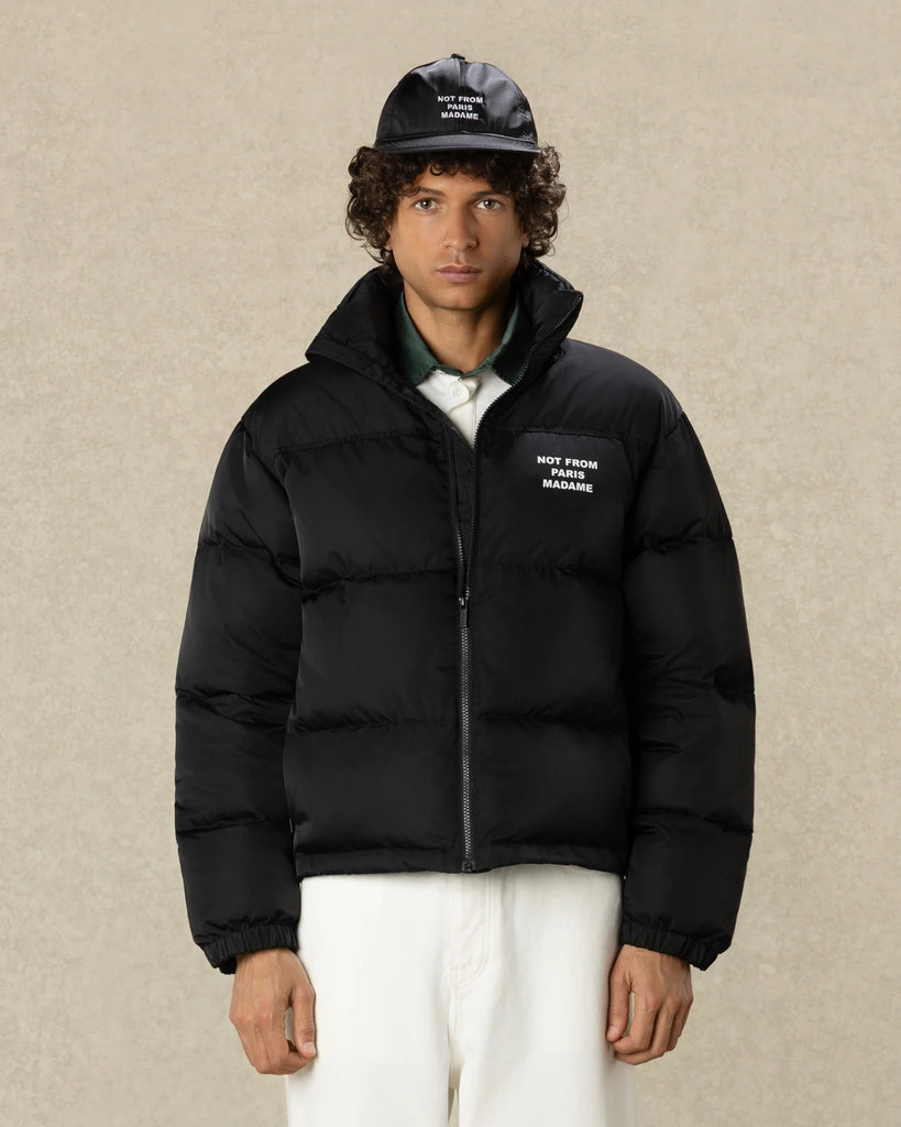 slogan-print padded jacket
