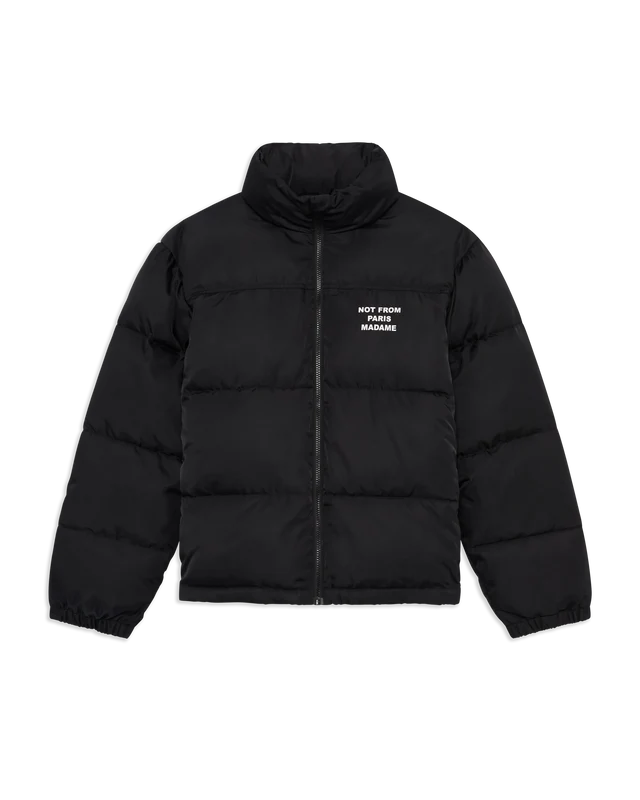 slogan-print padded jacket