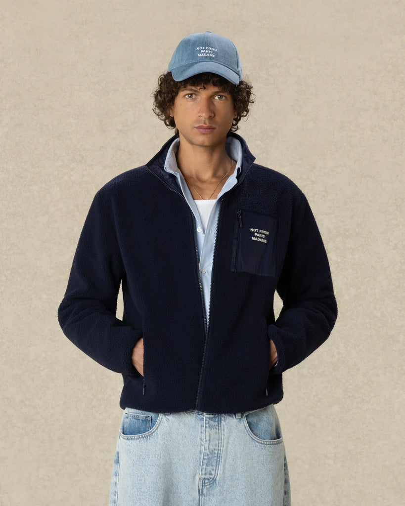 slogan fleece jacket