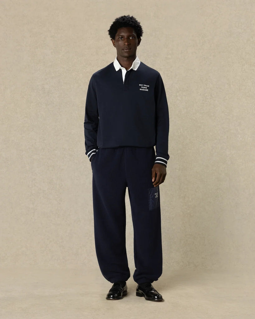 slogan-print long-sleeved polo shirt