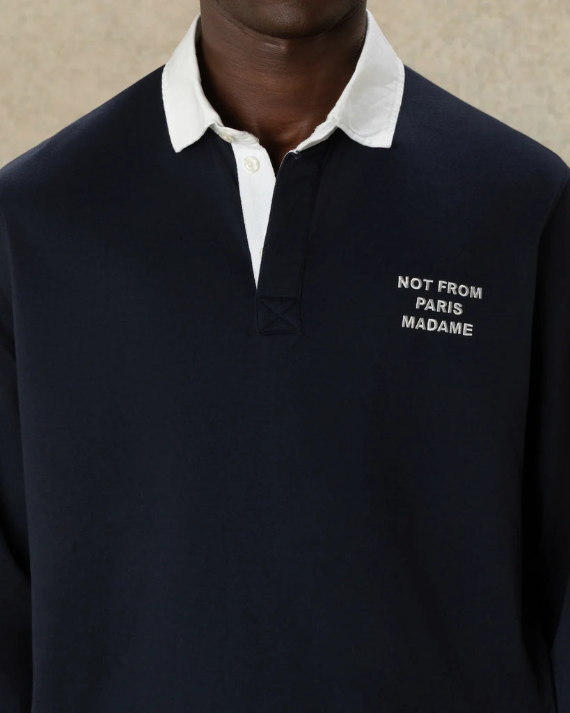 slogan-print long-sleeved polo shirt