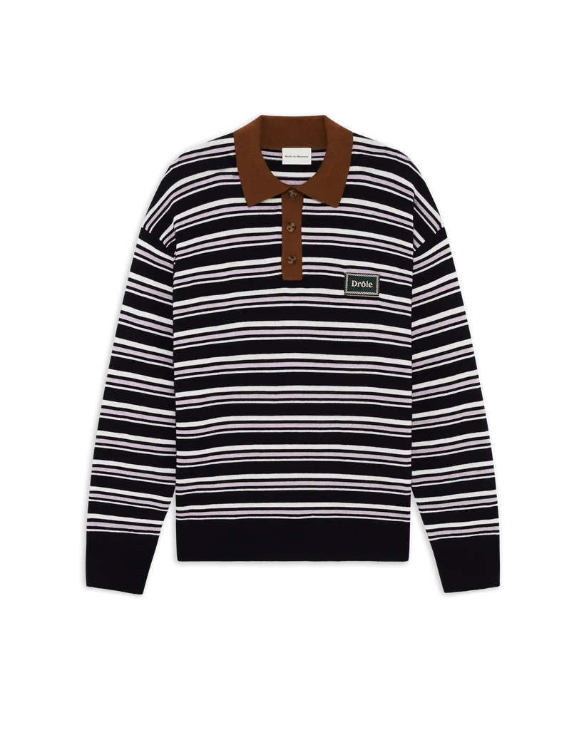 striped long-sleeve polo shirt
