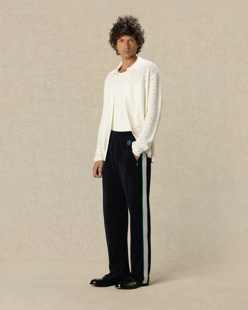 velvet side-stripe track pants