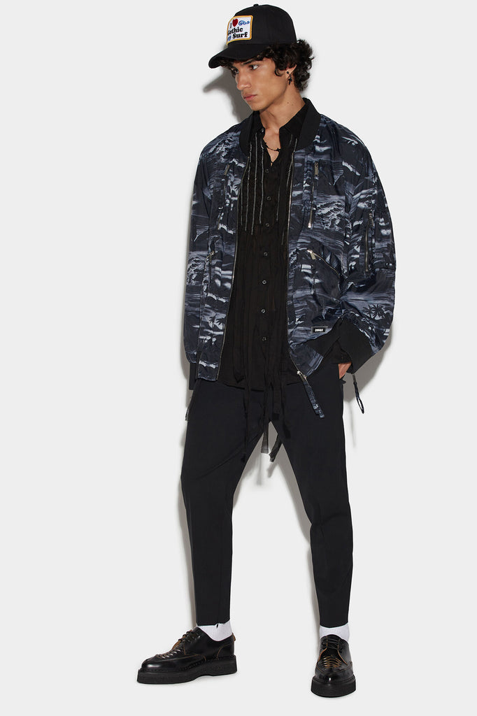 Graphic-print bomber jacket