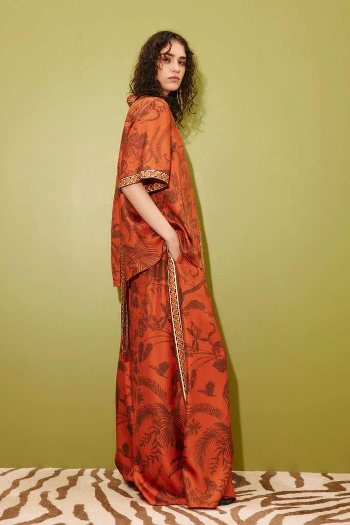 monkey dance silk palazzo pant