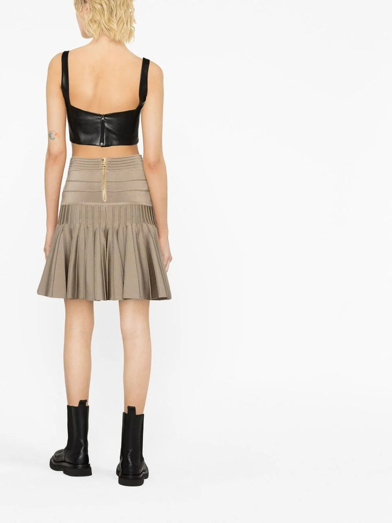 Pleated knit miniskirt