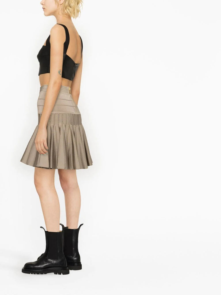 Pleated knit miniskirt