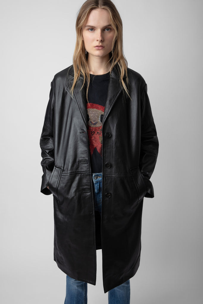 Macari buttoned leather coat