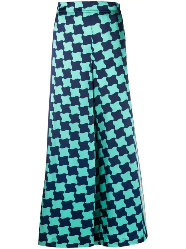 Graphic-print silk trousers