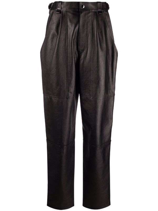 Straight leg leather trousers