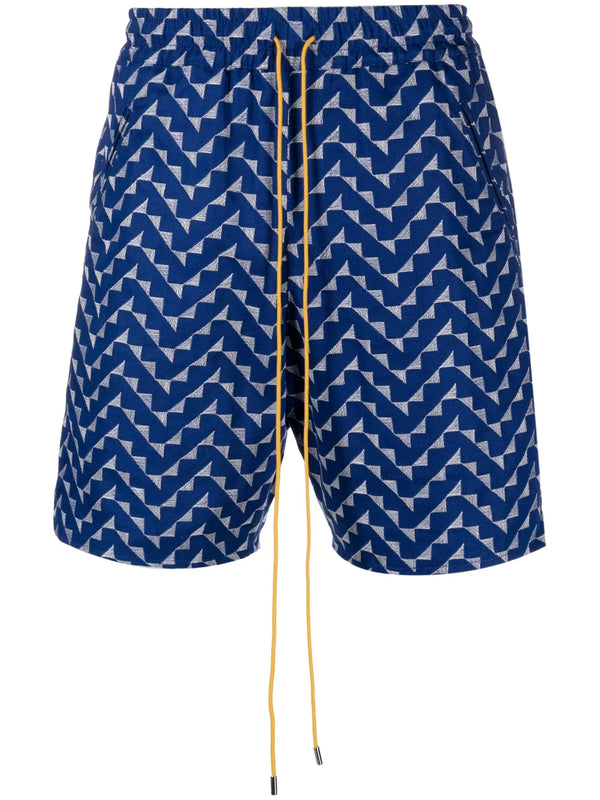 Beachfront geometric-pattern shorts