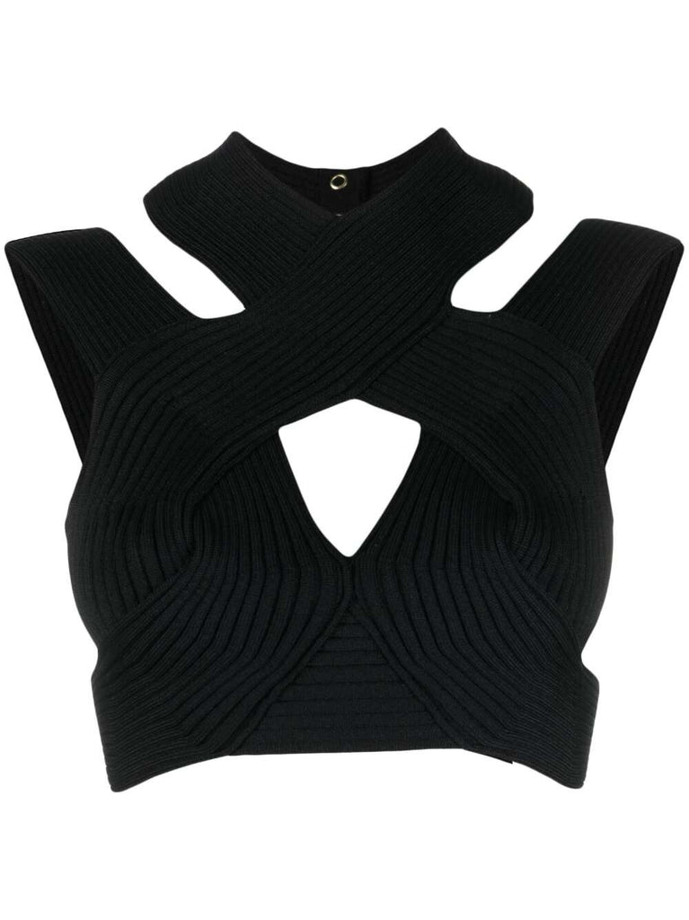Balmain cut-out ribbed cropped top by Balmain at SKALA Boutique