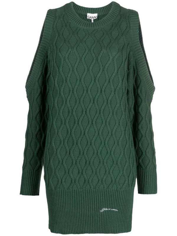 Cold-shoulder knitted dress
