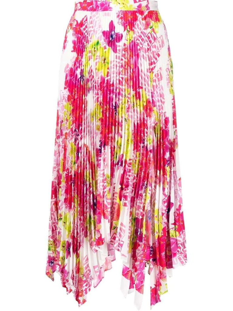 Floral-print pleated skirt