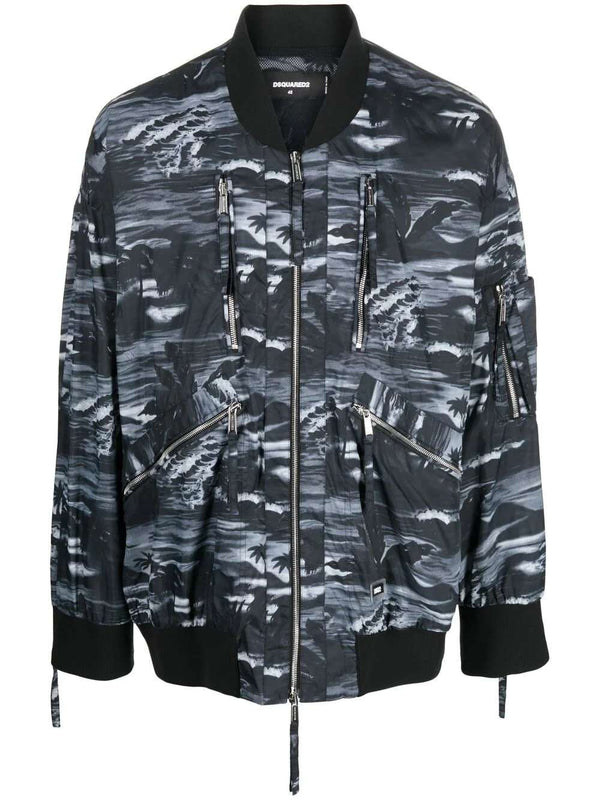 Graphic-print bomber jacket