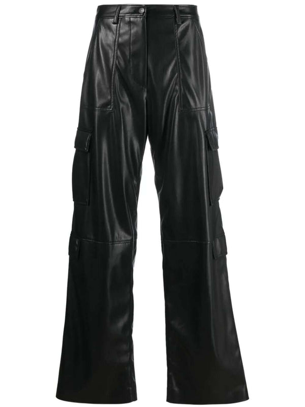 Faux-leather cargo trousers