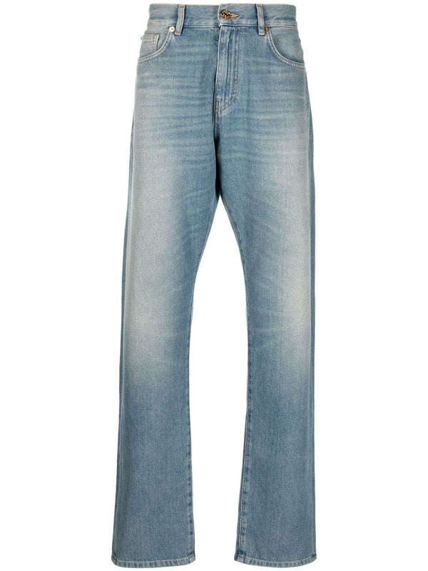 VERSACE washed straight-leg jeans
