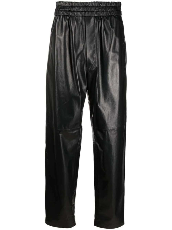 High-waist leather trousers