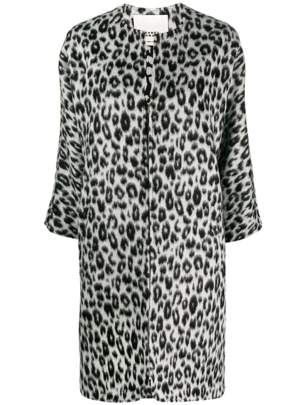 Leopard-print zip-up coat