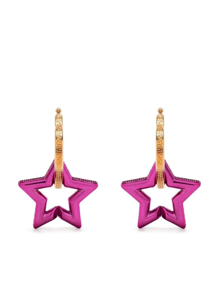 Heart star drop-hoop earring