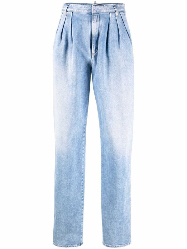 High-waisted boxy denim jeans