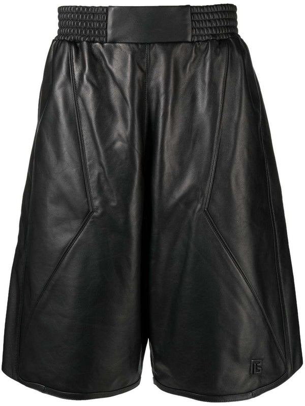 Leather knee-length shorts