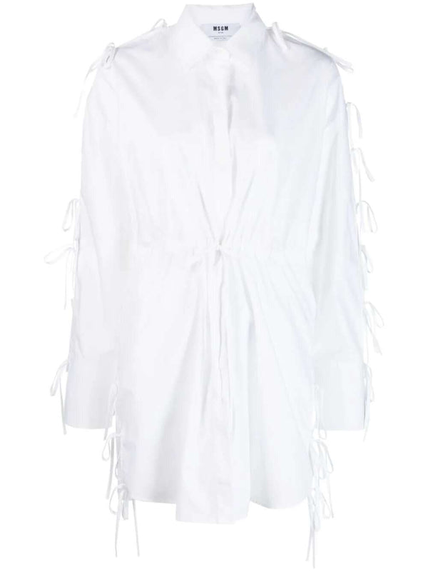 Bow-embellished cotton shirtdress
