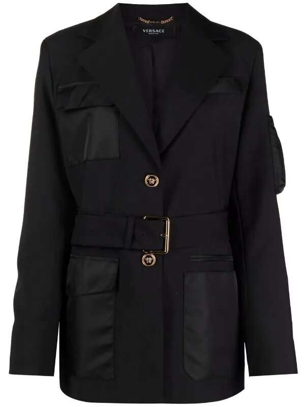 VERSACE long-sleeve belted jacket