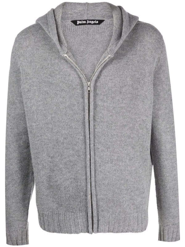 intarsia-logo zip-up hoodie