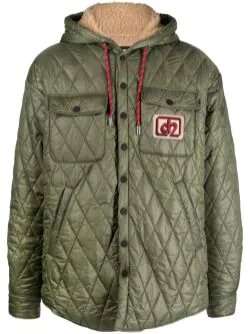 Logo-patch quilted jacket