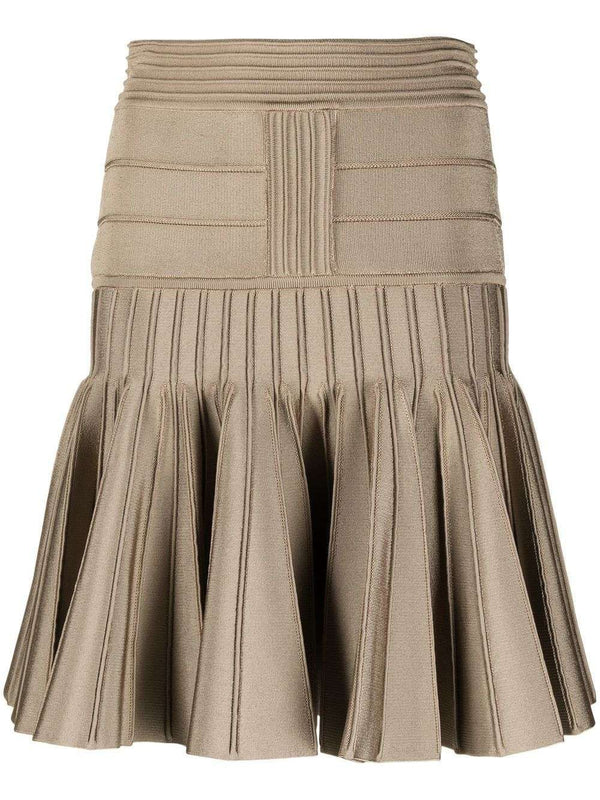 Pleated knit miniskirt