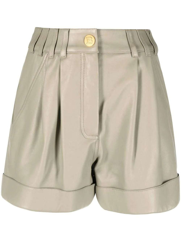 High-waisted lambskin shorts