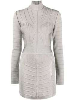 Geripptes Langarm-Minikleid