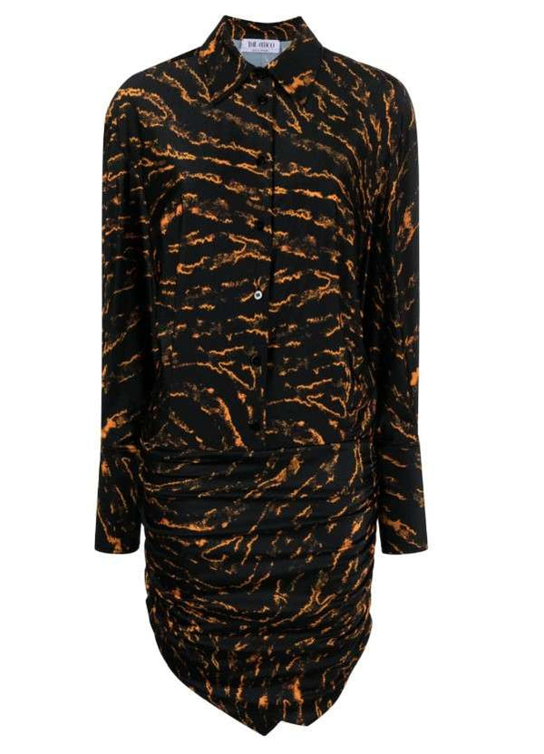 Abstract-patterned shirt dress