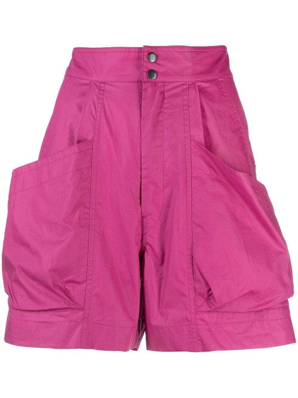 High-waisted cotton mini shorts