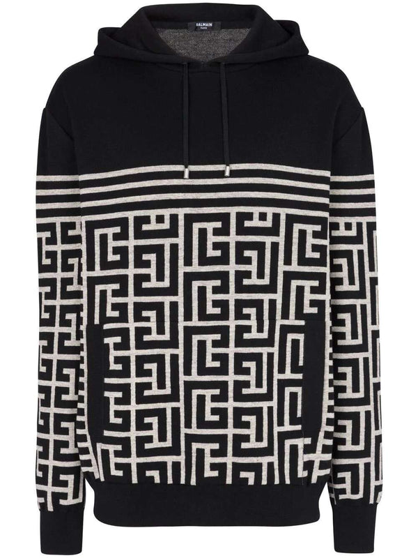 Balmain PB monogram knitted hoodie by Balmain