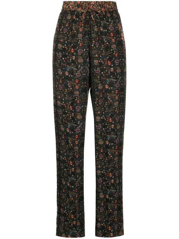 Ozio floral-print silk trousers