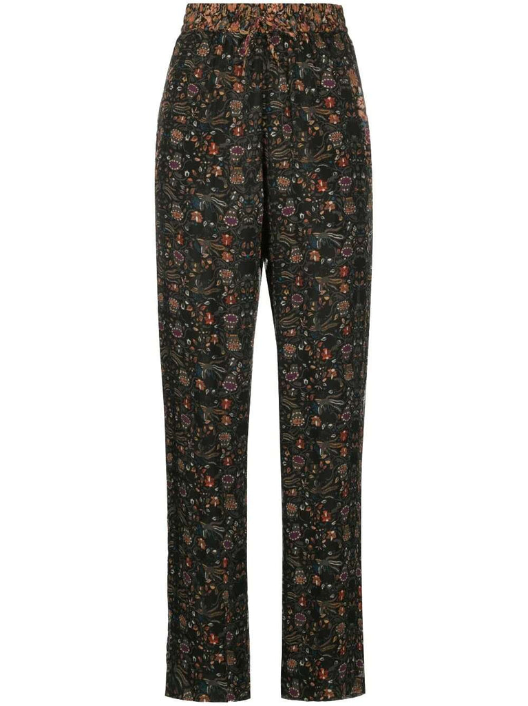 Seidenhose Ozio mit Blumendruck