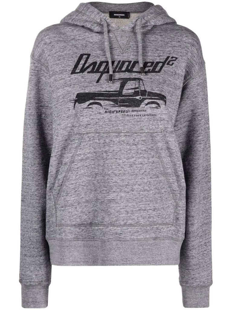 Kapuzenpullover mit Trucker-Print