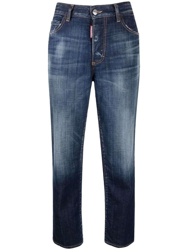 High-rise straight-leg denim jeans