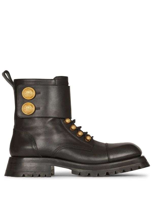 Ridged leather ankle boots