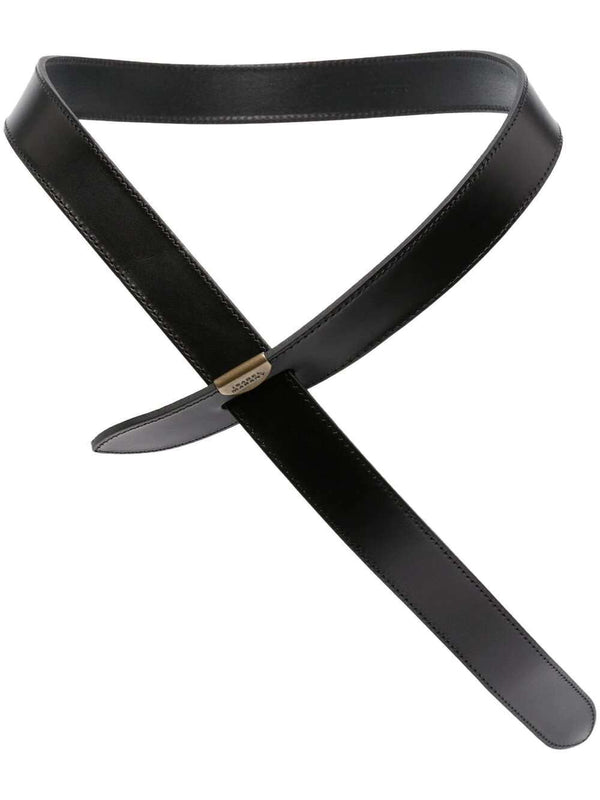 Engraved-logo leather belt