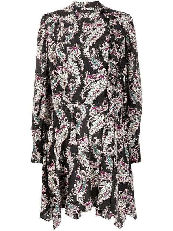 Paisley-print silk dress