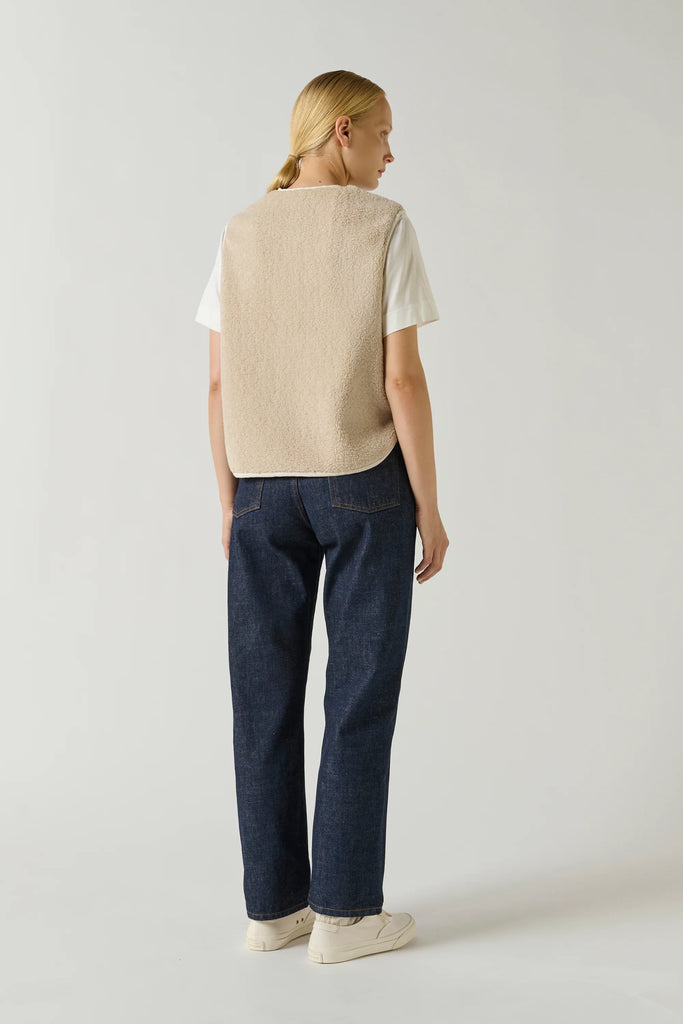 V-neck faux-shearling vest