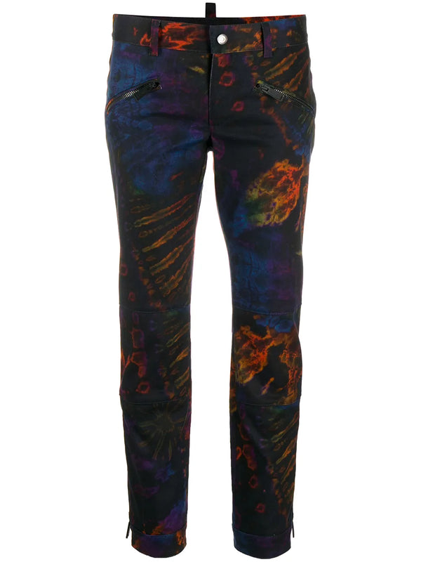 Cropped-Hose mit Batikmuster 