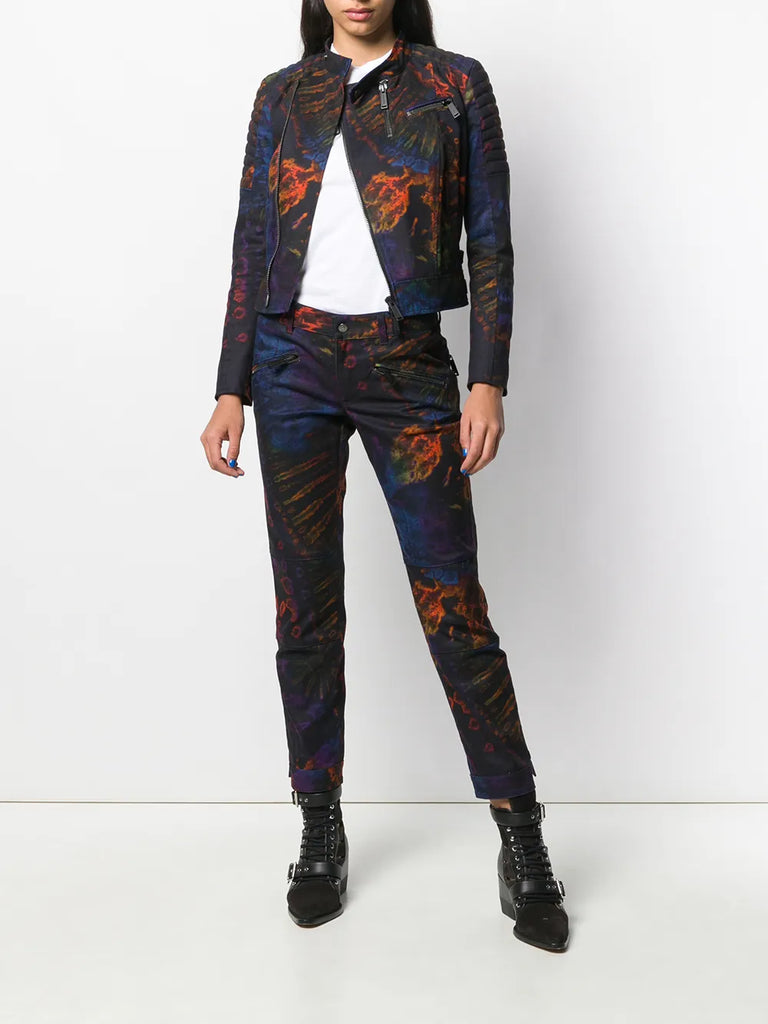Cropped-Hose mit Batikmuster 