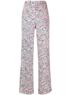 daisy print wide-leg trousers