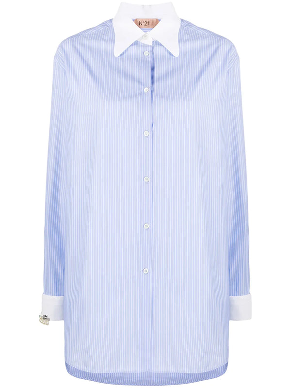 pinstriped long-line shirt
