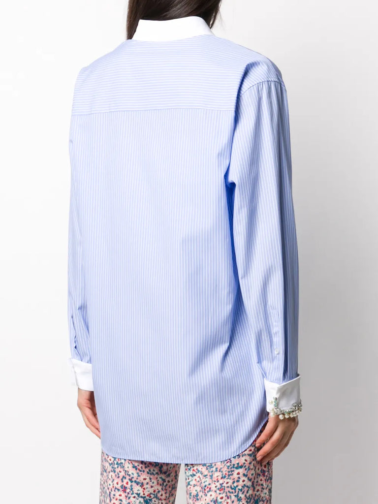 pinstriped long-line shirt