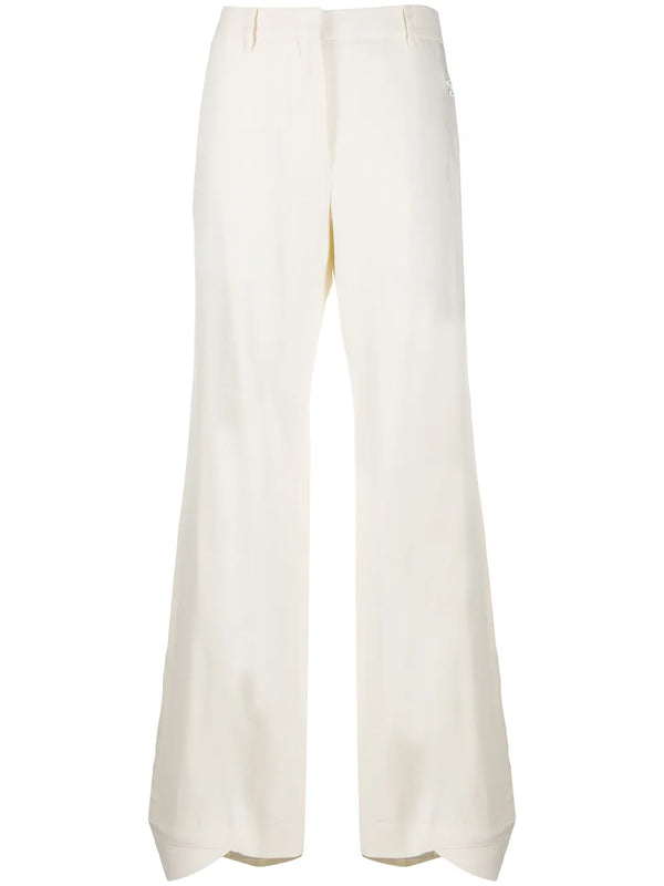 flared curved cuff trousers